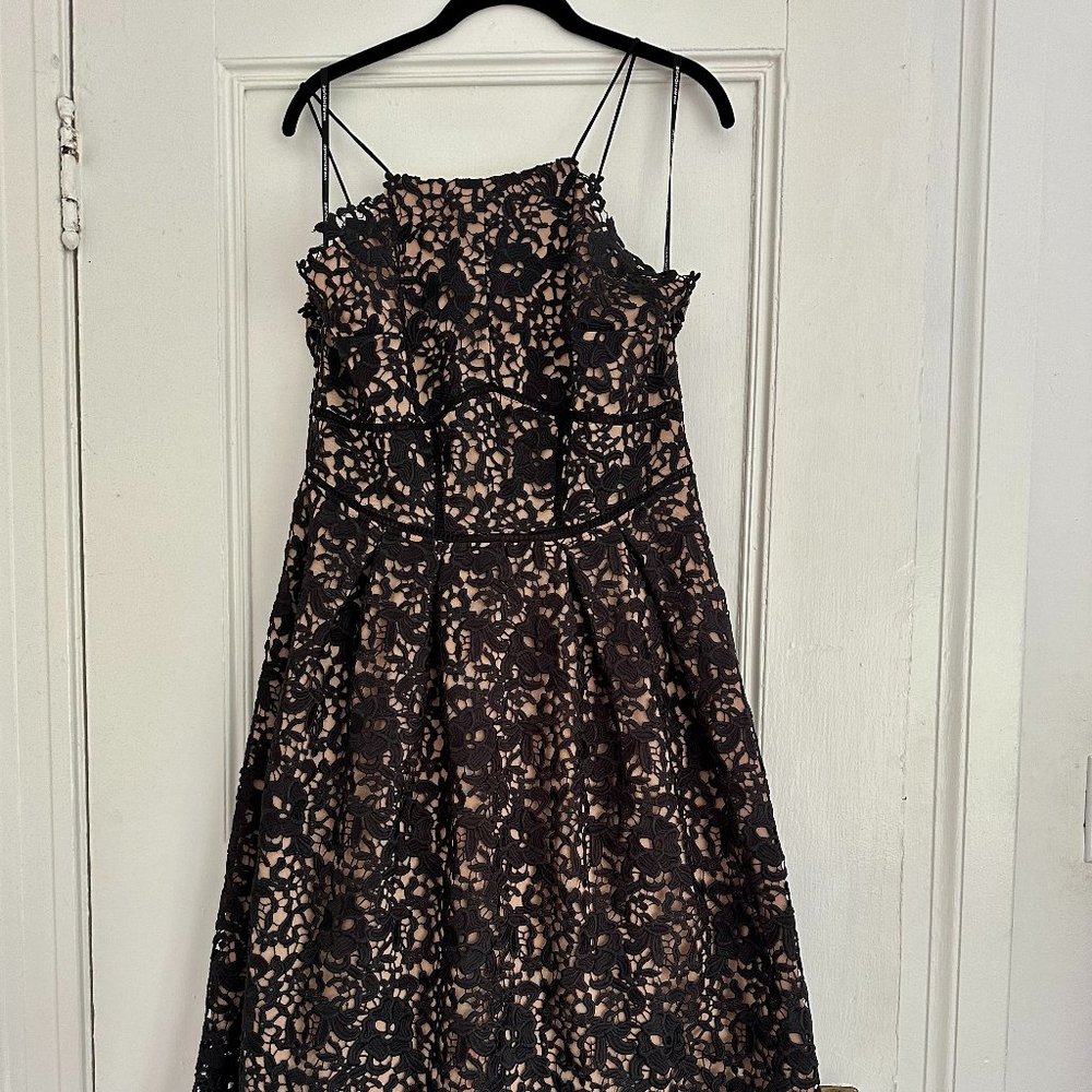 Spotlight by Warehouse Black Lace Formal Cocktail Dress - Size UK 14 (US 10)